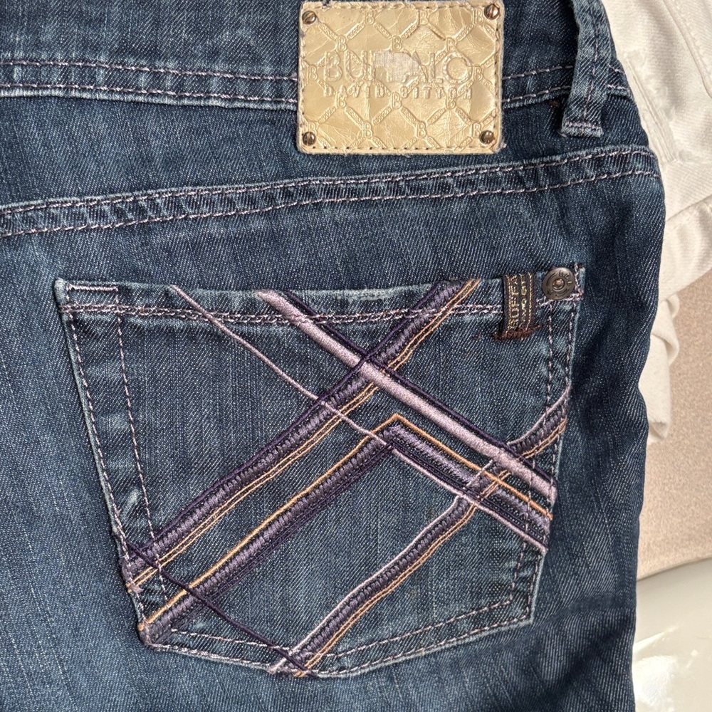 Buffalo David Bitton Dark Blue Jeans with Purple Accent Stitching